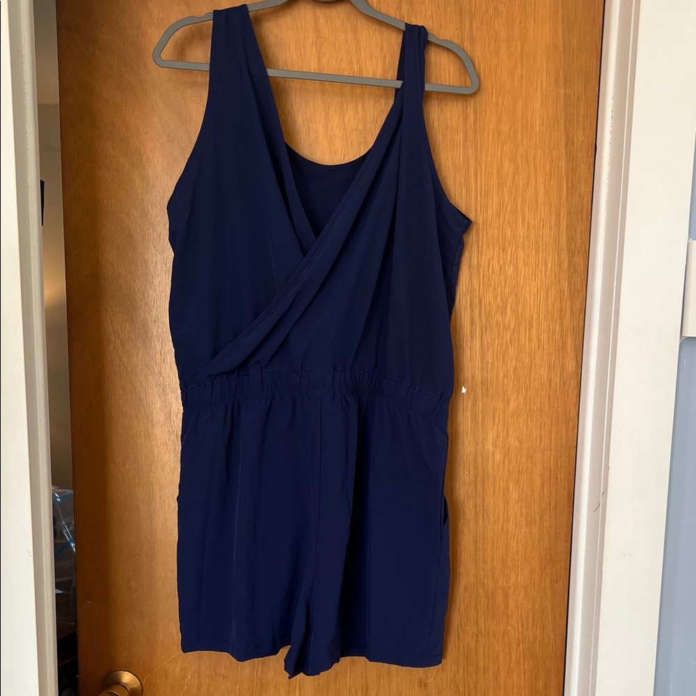 Girls Navy Blue Sleeveless One-Piece Romper